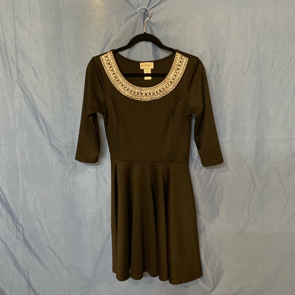 Glitterscape - Black Dress (S) Beaded Neck Women’s